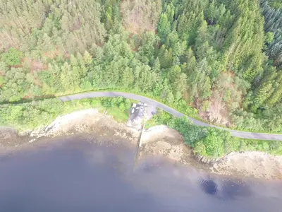 an aerial view of a bridge over a body of water at The Boathouse in Glencoe