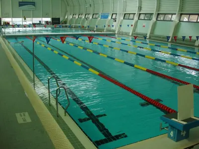 a large swimming pool with blue water at Juniper Court in Stirling