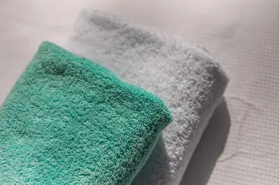 a close up of a green sponge on a towel at Garden Rooms Edinburgh in Edinburgh