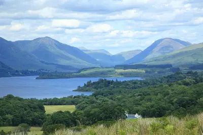 a view of a lake with mountains in the background at Cladich House Bed & Breakfast in Cladich