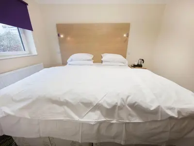 a large white bed with two pillows on it at The Bay Horse in Hamilton
