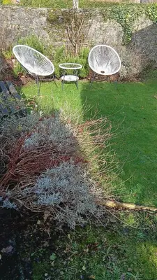 two white benches sitting in a field of grass at One Marine Place in Port Bannatyne