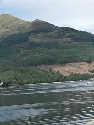 a view of a river with mountains in the background at The Manor Sea View 8 in Dunoon