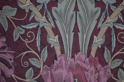 a pattern of flowers and plants on a purple background at Pennygate Lodge in Craignure