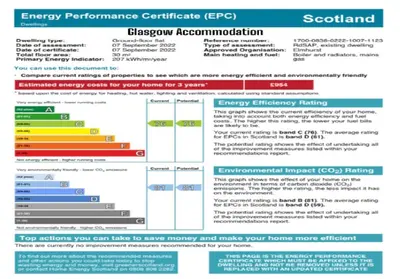a screenshot of the energy performance certificate evp screenshot at Glasgow City Centre Apartment in Glasgow