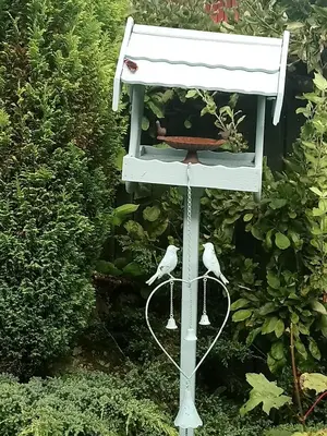 two birds perched on a bird feeder in a garden at Homely Haven, Dunfermline in Dunfermline