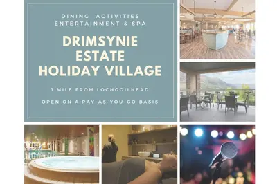 a collage of photos of a spa and a party at a hotel at Cobbler View No. 1 in Lochgoilhead