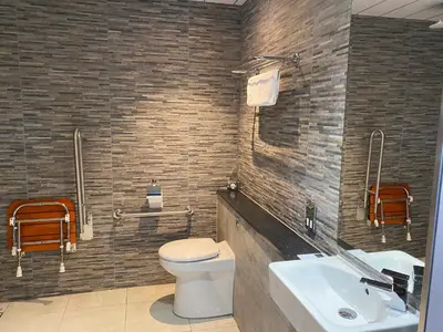 a bathroom with a toilet and a sink at The Craigie Hotel in Penicuik