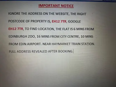a page of a document with the words important notice at Eagles Land in Edinburgh
