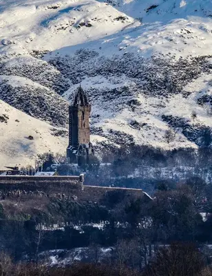 a church in the middle of a snow covered mountain at The Bridge Inn in Tillicoultry