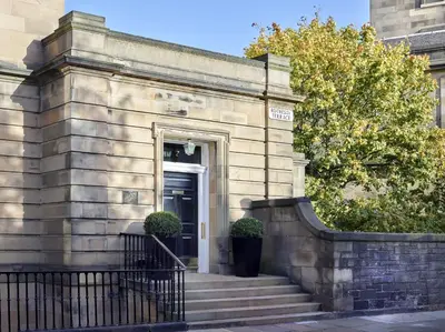 a building with stairs leading up to a door at Hapimag Resort Edinburgh in Edinburgh