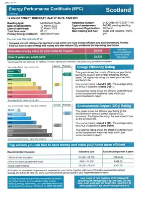 a screenshot of a document with the emergency performance certificate efp at Old Fisherman's Cottage in Rothesay
