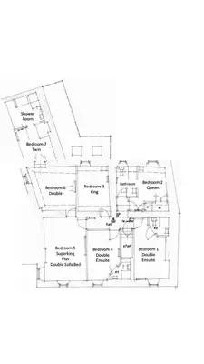 a floor plan of a house at Vollie House with Hot Tub, Sauna & Log Burner in Penpont