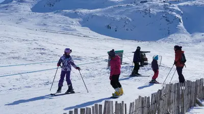 a group of people on skis in the snow at Stormfront Luxury Hideaway Glencoe Ballachulish Highlands Near Fortwilliam in Glencoe