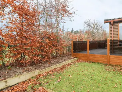 a wooden fence next to a yard with leaves at Avonal Lodge 24 in Perth