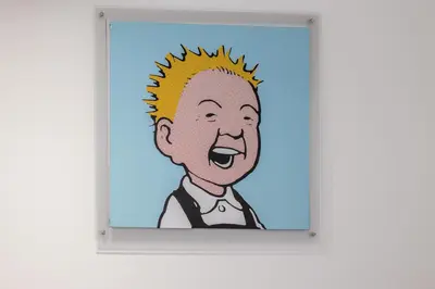 an illustration of a man with his mouth open at Abbey House in Paisley