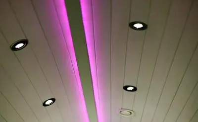 a ceiling with pink lights in a room at Luxury Hideaways in Keilour