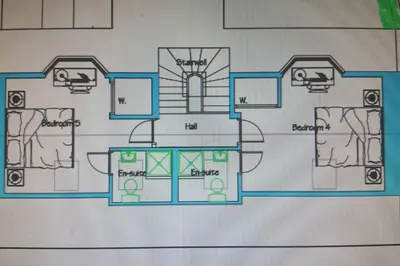 a drawing of a floor plan of a house at Thornhill House - Historic 5 Bedroom 5 Ensuite in Stirling