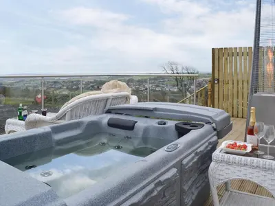 a swimming pool on the balcony of a building at The Calving Shed in Neilston