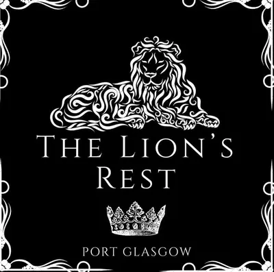 a book cover with a lion with a crown at THE LION’S REST - BOUTIQUE APARTMENT SUITE. in Port Glasgow