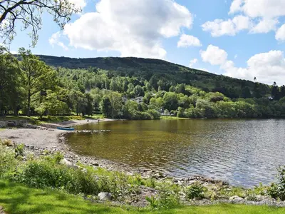 a view of a lake with a mountain in the background at The Bothy in Stron-fearnan