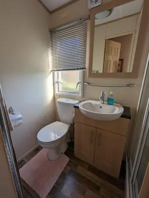 a bathroom with a toilet and a sink and a mirror at The Ashcroft Sea View 6 in Dunoon