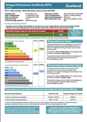 a screenshot of the emergency performance certificate efp document at Signature - Linden Cottage Room 2 in Airdrie