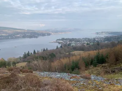 a view of a body of water from a hill at The Clachan Flat in Rosneath
