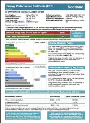 a screenshot of the emergency performance certificate efrov document at Signature - Carrick View in Cumbernauld