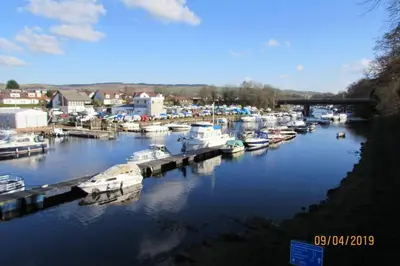 a group of boats are docked in a marina at Craiglynn Holiday Apartment Loch Lomond in Balloch