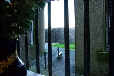 a view from a window of a building with a view at The Old Jail Apartment, Inveraray in Inveraray