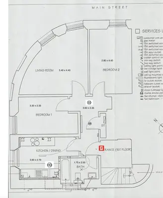 a floor plan of the main street synagogue at Ferry View in Largs