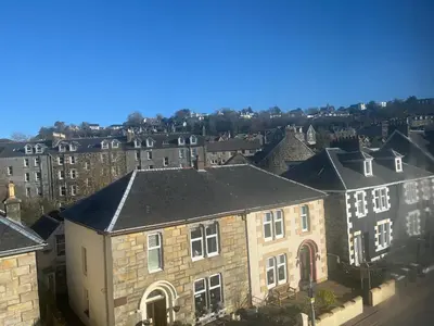 an aerial view of a building in a city at DunMoore Guesthouse in Oban