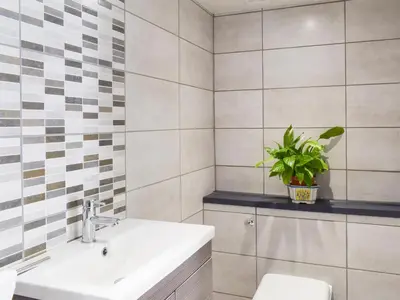 a bathroom with a sink and a potted plant at Uk7384 - The Hayloft in Newmilns