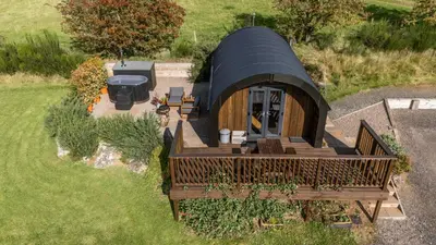 an overhead view of a yurt in a field at Luxury Glamping Pods - The Heft & The Hirsel in Glasgow