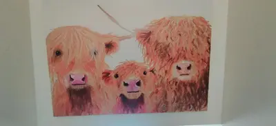 a painting of three cows on a wall at The Cobbler Cottage - Loch Lomond and Arrochar Alps in Arrochar
