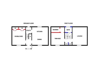 a floor plan of a house at Andreu Cottage in Callander