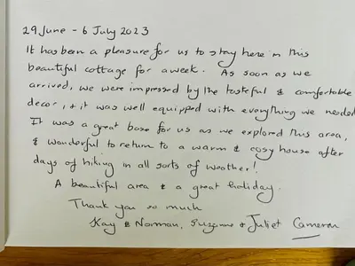 a letter from a woman complaining about her divorce at Lagnaha Cottage in Kentallen