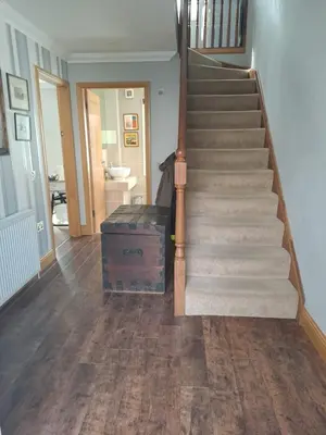 a staircase in a house with a stair case at B&B at No 4 in Biggar