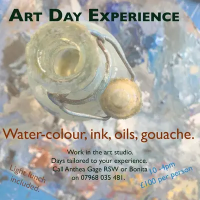 a flyer for an art day experience with a glass vase at Cedarbank’s - 'Little Art House' in Kirn