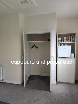 a room with a cupboard and a closet at My room in Edinburgh