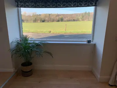 a window in a room with a plant in front of it at The Granary in Stirling