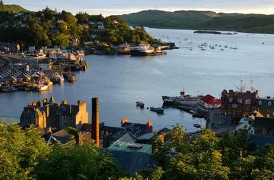 a view of a harbor with boats in the water at Cedar Lodge in Oban