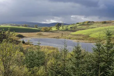 a river in the middle of a field at Blairinnie in Castle Douglas