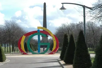 a large sign in the middle of a park at The Nelson - Spacious City Property and Free Parking in Glasgow