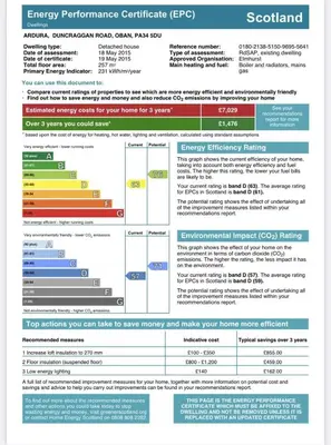 a screenshot of a document with the emergency performance certificate at Ardura Apartment No 2 in Oban