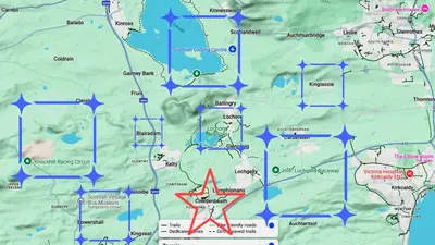 a map with a red star on it at Spacious 3 Bedroom Entire Apartment Self Check in in Fife
