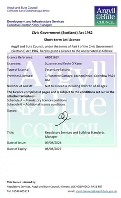 a screenshot of a page of a resume with a document at 1 Planetree Cottage - Loch View in Lochgoilhead