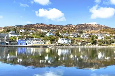 a town on the shore of a body of water at Bay View in Lochgilphead