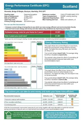 a screenshot of the emergency performance certificate efrov document at Riverside Cottage, Bridge of Balgie, Glenlyon, Perthshire in Bridge of Balgie